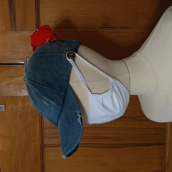 C.C Distressed PonyCap with Epoxy Side Buttons for Face Masks - Picture 2 of 9